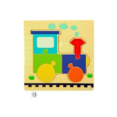 Imagem de Quebra Cabeca MDF Mini 7 Pecas Toymix Trem 15x15x0,3cm Brinquedo Educa