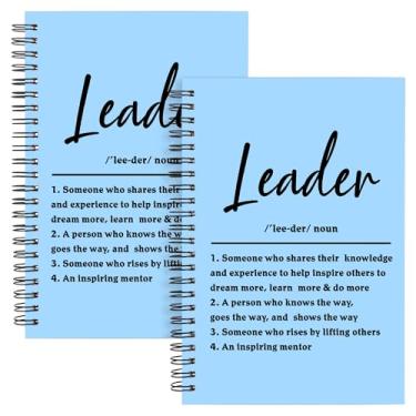 Imagem de WHLBHG Leader Gift Spiral Journal Leader Definition Gift Boss Appreciation 2 pçs caderno espiral forrado mentor presente Boss Journal Notebook para mulheres e homens (espiral - 2 peças líder azul