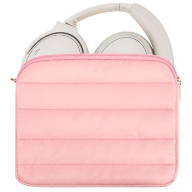 Imagem de Geekria NOVA Fone de ouvido Puffy Pouch compatível com JBL Tour One M3, Bose QC Ultra, Sennheiser PXC 550-II, bolsa de transporte de viagem de substituição macia com armazenamento de cabo (rosa)