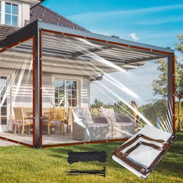 Imagem de letesult Lona transparente de 2,4 x 3 m, lonas de plástico resistentes à prova d'água com ilhós, lona transparente espessa para terraço, telhados, jardinagem, galinheiro, estufa, planta