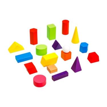Imagem de menolana 18 Peças de Blocos Geométricos de Madeira em Forma de Sólidos para Viagens em Sala de Jogos