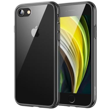 Imagem de JETech Capa para iPhone SE 3/2 (Edição 2022/2020), iPhone 8 e iPhone 7, 4,7 Polegadas, Case de Pára-Choque à Prova de Choque, Capinha Parte Traseira Transparente Anti-Riscos (Preto)