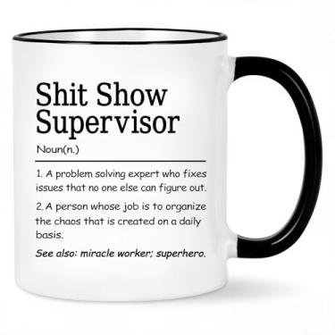 Imagem de WENSSY Presentes de Dia do Chefe para Líder Homens Amigos Colegas de Trabalho, Caneca Supervisor, Caneca Shit Show Supervisor, Presente de Dia dos Chefes Engraçados Presentes de Natal Aniversário
