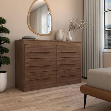Imagem de Cômoda Europa 6 Gavetas 100% Mdf Castanho - Panorama Móveis, Marrom Es