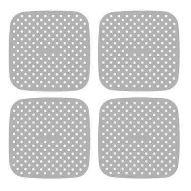 Imagem de Kit 4 Protetores Quadrados Tapete Silicone Fogão Indução 19 cm Almofada Protetora Linha Premium M5 Armarinhos (Cinza)