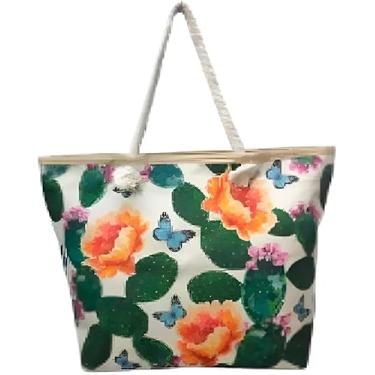 Imagem de Bolsa de Passeio Praia Estampada Cactos e Flores com Alça