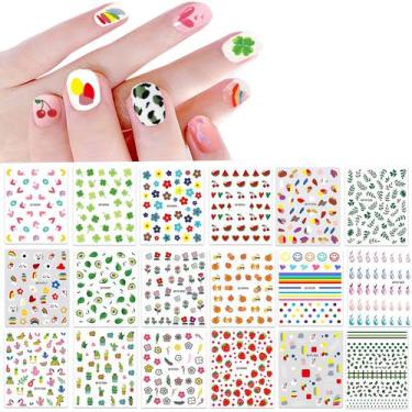 Imagem de Adesivos de unhas IHUKEIT 3D autoadesivos para unhas DIY x18