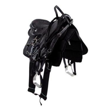 Imagem de Sela Australiana De Arco Preta Inox Luxo 16 Polegadas + Acessórios - C
