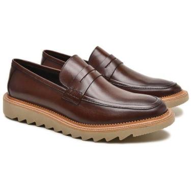 Imagem de Sapato Casual Masculino Couro Nobre Sola Tratorada Mocassim Loafer Sli