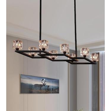 Imagem de Luminária pendente de lanterna de fazenda, luminária de teto para foyer industrial, 12 polegadas, preta, gaiola com aberturas em V, luz suspensa para cozinha, ilha, sala de jantar, escada
