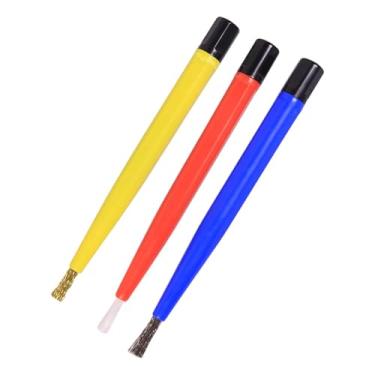 Imagem de UGPLM Caneta de escova de fibra de vidro para limpeza de joias, ferramenta compacta para reparo de relógios, acessórios para relógios, funilaria e pintura, Escova de aço de 3 Peças