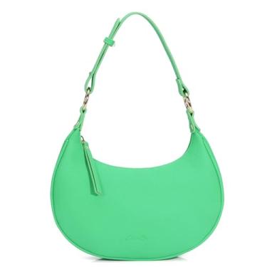 Imagem de Chinllo Bolsa de ombro feminina fofa mini clutch com zíper Hobo Tote, Verde granulado, Clfz24-12