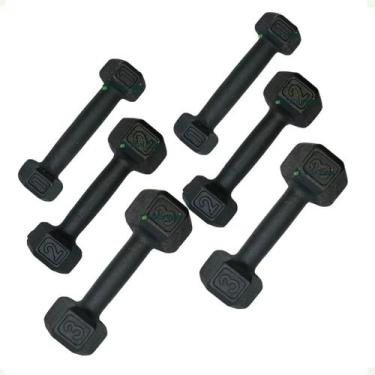 Imagem de Kit Halteres Sextavado - (Pares de 1,2 e 3 Kg) - 2M FITNESS