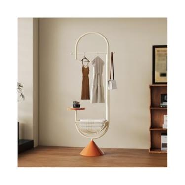 Imagem de Prateleira para casacos, cabide de entrada, armazenamento, armazenamento, chão, quarto, criativo, vertical, cabide para casacos (branco cremoso + laranja)