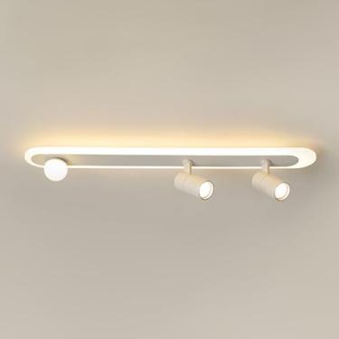 Imagem de Luminária de teto LED branca semi-embutida, lustre linear moderno com holofote, luminária moderna próxima ao teto para corredor e sala de estar