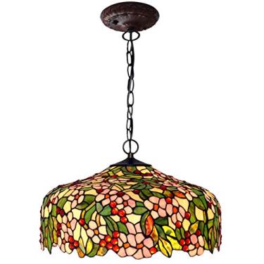 Imagem de Estilo clássico lustre estilo, luminária pendente barroca, luminária de teto de 3 luzes, vitral, luz suspensa, sala de jantar, bar, arte, iluminação interna antilustre, E27,19 pol.