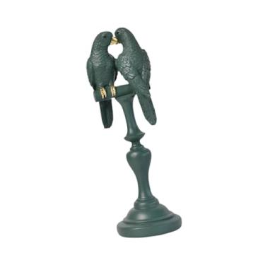 Imagem de Fenteer Caso Parrot Ornamento Escultura decorativa Decurina versátil da estátua de pássaro para pássaros para entrada de prateleira de mesa de entrada, Verde 8.7x8.5x27cm
