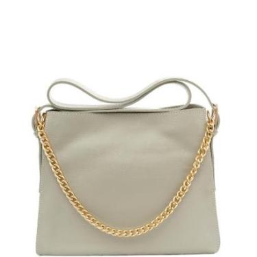 Imagem de Bolsa Feminina Leopoldine Couro Legítimo Verde com Alça Ajustável e Corrente Dourada-Feminino