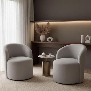 Imagem de Kit 02 Poltronas Curva Orgânica Nature Gaia Veludo Cinza Claro - Monta