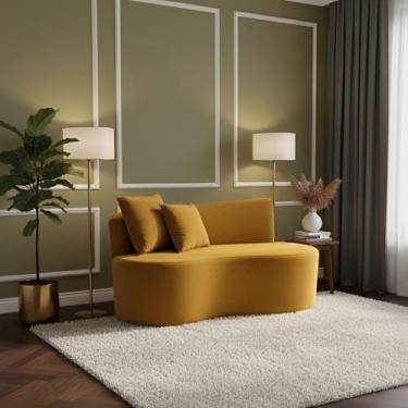 Imagem de Sofá Decorativo Curvo Orgânico Nature Gaia Veludo Mostarda - Montanari