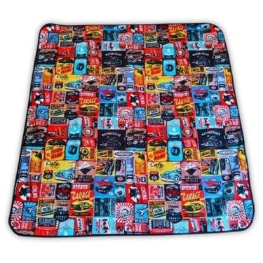 Imagem de Toalha Piquenique, Esteira de Praia Dobrável Impermeável Piquenique, 150 X 140cm, Tecido Térmico Forro Impermeável(Vintage)