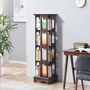 Imagem de FTOQWZXV Estante rotativa 360, estante rotativa de várias camadas, torre de estante giratória, para quarto/sala de estar/escritório em casa/cozinha, cor nogueira ()