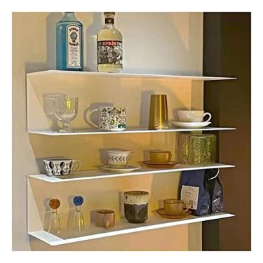 Imagem de Prateleiras de exibição flutuantes montadas na parede, prateleira de placa em forma de U prateleira de ferro montada na parede combinação livre estável e de carregamento para sala de estar, cozinha