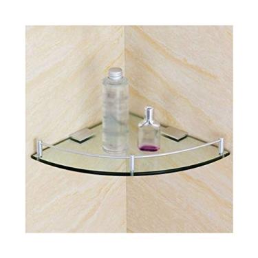 Imagem de Prateleira de canto prateleiras individuais prateleira de armazenamento de chuveiro de vidro prateleira de parede de casa de banho acessórios triangulares, 250 mm (250 mm)