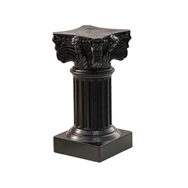 Imagem de Centro de Mesa Candelabro com padrão em relevo estilo europeu coluna castiçal decoração de mesa plástico para Jantar(Preto)