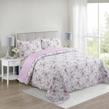 Imagem de Colcha Bouti Teka Queen com 2 Porta Travesseiros, Jogo de Cama 3 Peças (Roses)