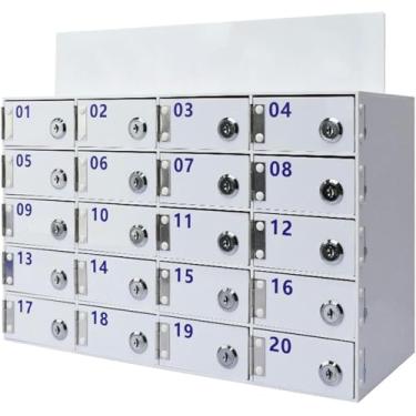 Imagem de LGEOELIAS Armário de armazenamento de telefone acrílico para celular, caixa de celular com fechaduras e chaves, caixa de bloqueio de telefone montada na parede, organizador de telefone