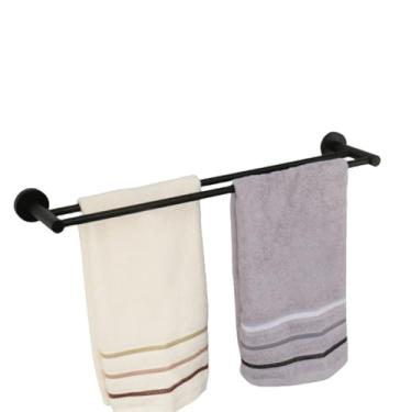 Imagem de Ferragens de banheiro 304 aço inoxidável fosco preto suporte de papel higiênico suporte de sabão barra de toalha acessórios de vaso sanitário, barra dupla preta (barra dupla preta)