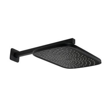 Imagem de Ducha 30x20 cm Flatt Preto Fosco c/ Cano Quadrado Parede - AMG Metais
