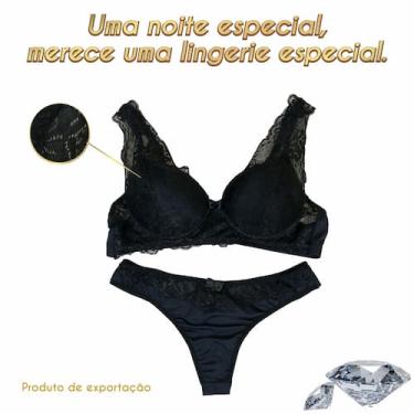 Imagem de Conjunto em renda. - Nobreza Real Lingerie, Preto, 46