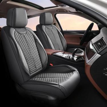 Imagem de Capas de assento de carro Doogo Front Luxury Grey Leather 2 peças