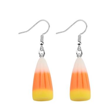 Imagem de OKEYCH CandyCorn Brincos em forma de milho doce para presente CandyCorn Jewelry Thanksgiving Day Merch, Metal, Liga metálica.