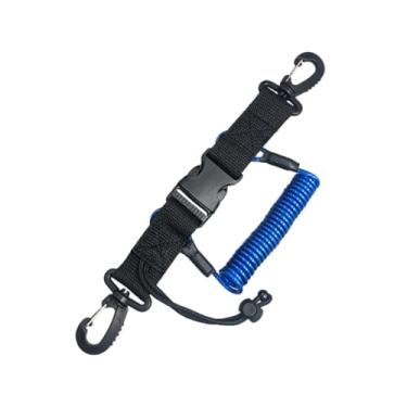 Imagem de harayaa Cordão de mergulho, multifuncional, portátil, com mola e fivela de liberação rápida para ferramentas de lanternas de câmera, Azul