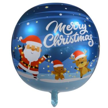 Imagem de Balão Inflável 3D Orbz Azul Papai Noel Merry Christmas 22" (55 cm) – Foil Metalizado Natalino – Decoração de Natal Premium para Casa, Festa, Loja e Eventos – Balão Temático Natal