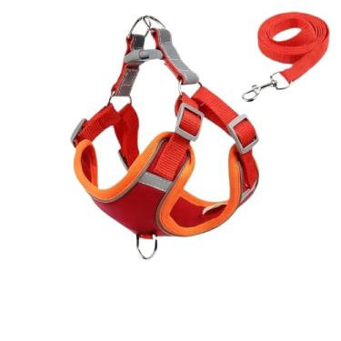 Imagem de Coleira Peitoral Gato, Conjunto De Guia Coleira Tipo Colete Para Pet Pequenos E Médios(Vermelha,XL/10-14 Kg)