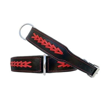 Imagem de Affilare Coleira de couro resistente ajustável acolchoada macia para cachorros pequenos e grandes 10AB160-XS, vermelha