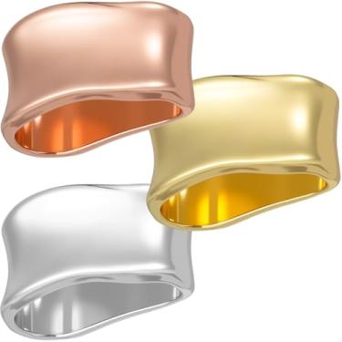 Imagem de Winsyison Anel de cachecol de seda de 3 peças, clipe de xale de seda de metal, cachecol geométrico minimalista, fivela deslizante, broches, acessórios de roupas para mulheres - ouro rosa, ouro e prata