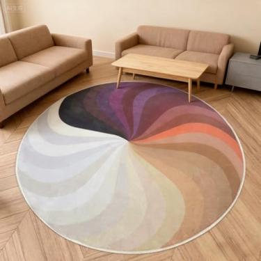 Imagem de Lacomfy Tapete infantil 1,8 m arco-íris círculo, colorido boho macio tapete de quarto de meninas meninos antiderrapante tapete de área abstrato para decoração de casa de crianças, roxo