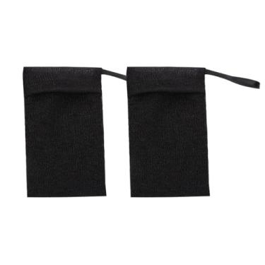 Imagem de Saco de sabonete de banho de 2 peças, esponja esfoliante corporal, bolsa de malha de espuma esfoliante premium (preto)
