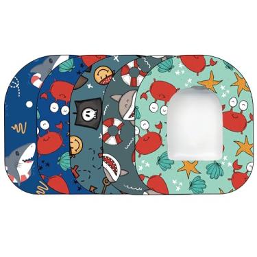 Imagem de Glucomart Adesivos para Omnipod – Adesivos de força máxima, à prova d'água e hipoalergênicos (pacote sortido de criaturas marinhas) (Omnipod)
