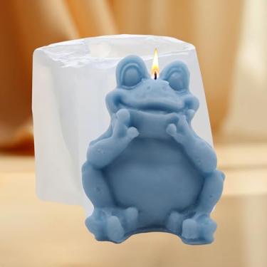 Imagem de Molde de velas de silicone sapo para fazer velas faça você mesmo, argila de polímero, artesanato, decoração de casa, gesso de aromaterapia