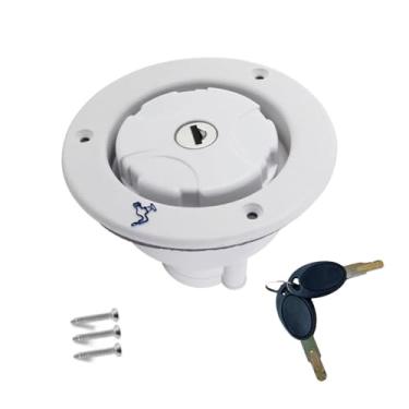 Imagem de Trava de escotilha de entrada de água por gravidade, motorhome retrofit com chaves tampa de enchimento de gravidade com trava de caravana PP modificação de vedação trailer de acampamento