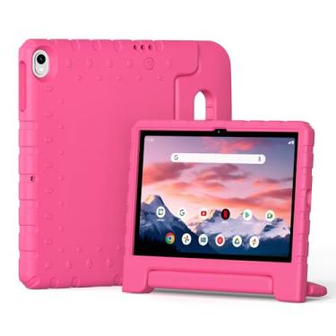 Imagem de Bolete Capa infantil para tablet Onn 10.1 2024 geração 4 (modelo: 100135925), capa ajustável de EVA macia à prova de choque para tablet Onn de 10,1 polegadas 2024. Rosa vermelha