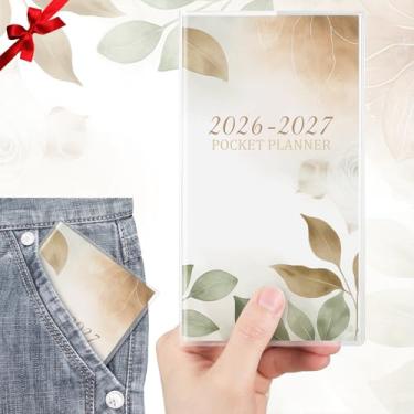 Imagem de ReliThick Calendário de bolso 2026-2027 para bolsa, agenda mensal pequena para mulheres, agenda semanal de bolso, diário, presente de Natal e ano novo, irmãs amigas e mulheres (2026-2027, folhas