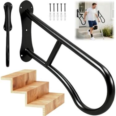 Imagem de Tlence Corrimãos de 58 cm para degraus externos, grades de mão em forma de U para 1-3 escadas, barras de apoio internas montadas na parede, alça de segurança antiderrapante resistente para garagem