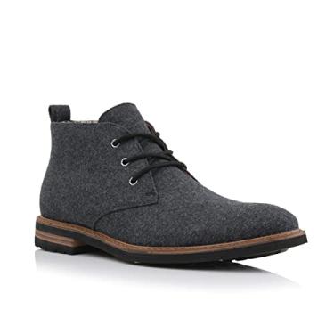 Imagem de Ferro Aldo Botas masculinas Pablo Classic Chukka | Bota com cadarço no tornozelo em couro, camurça e lã | MFA506066 | em lã cinza carvão, tamanho 41